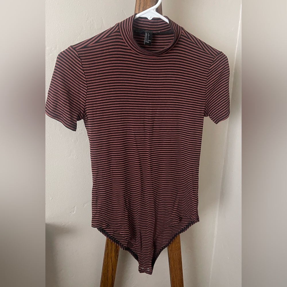 Striped Mock Neck Bodysuit